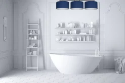 Belis Lange Deckenleuchte Stoff Schwarz Blau Weiß E27 100 cm* Wohnzimmerlampen|Stofflampen