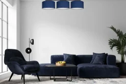 Belis Lange Deckenleuchte Stoff Schwarz Blau Weiß E27 100 cm* Wohnzimmerlampen|Stofflampen