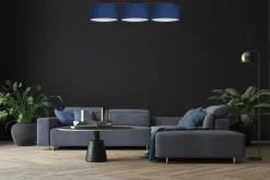 Belis Lange Deckenleuchte Stoff Schwarz Blau Weiß E27 100 cm* Wohnzimmerlampen|Stofflampen