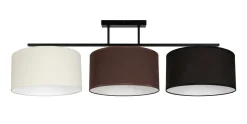 Hot Belis Lange Deckenleuchte Stoff Ecru Braun Schwarz E27 100 cm