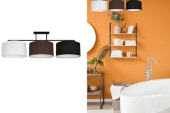 Best Belis Lange Deckenleuchte Stoff Weiß Braun Schwarz E27 100 cm