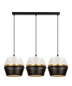 Belis Lange Hängelampe 3-flammig Metall Schwarz Weiß Gold E27* Hängelampen|Bürolampen