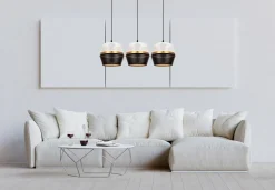 Belis Lange Hängelampe 3-flammig Metall Schwarz Weiß Gold E27* Hängelampen|Bürolampen