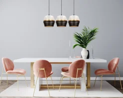 Belis Lange Hängelampe 3-flammig Metall Schwarz Weiß Gold E27* Hängelampen|Bürolampen