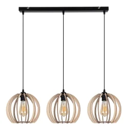 Belis Lange Hängelampe Holz Metall E27 L:80 cm wohnlich