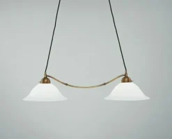 Berliner Messingleuchten Lange Hängelampe Messing Glas E27 L:82 cm gemütlich* Hängelampen|Bürolampen