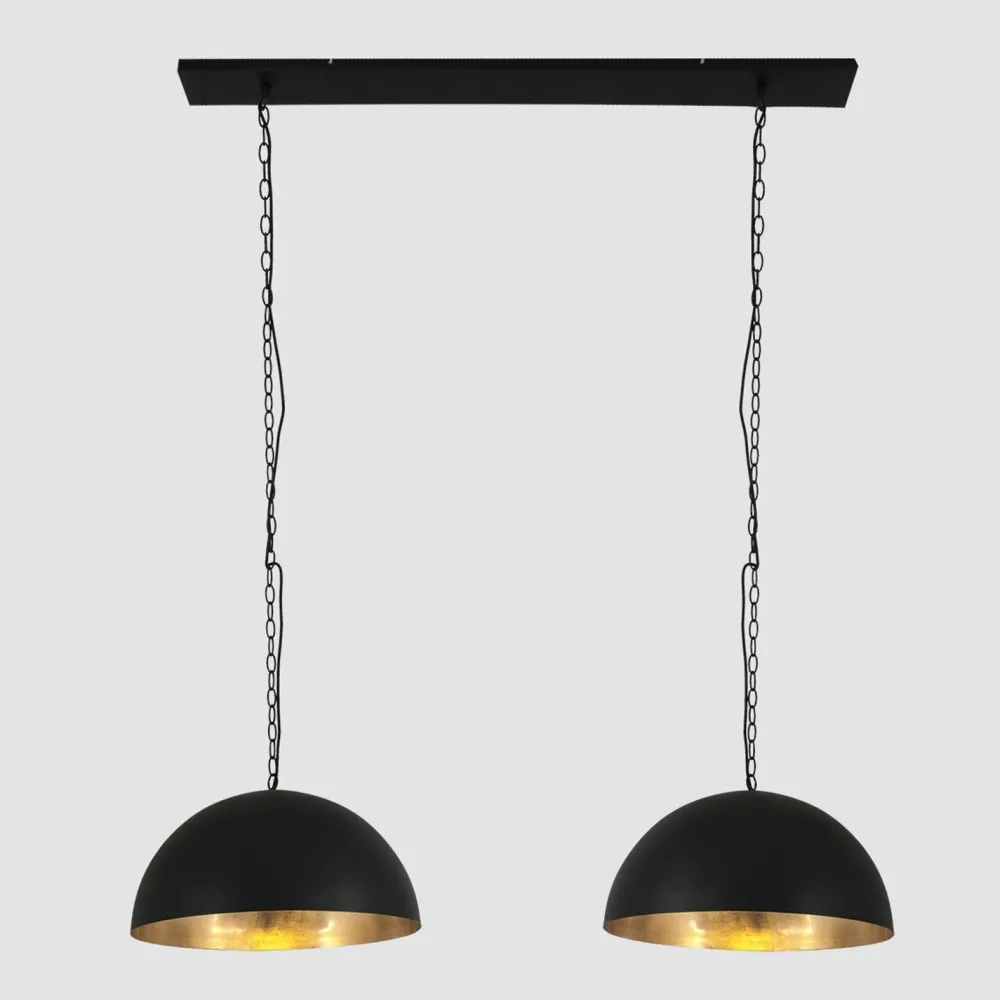 Steinhauer Lange Hängelampe Metall in Schwarz Gold 140 cm E27* Hängelampen|Bürolampen