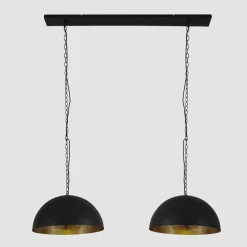 Steinhauer Lange Hängelampe Metall in Schwarz Gold 140 cm E27* Hängelampen|Bürolampen