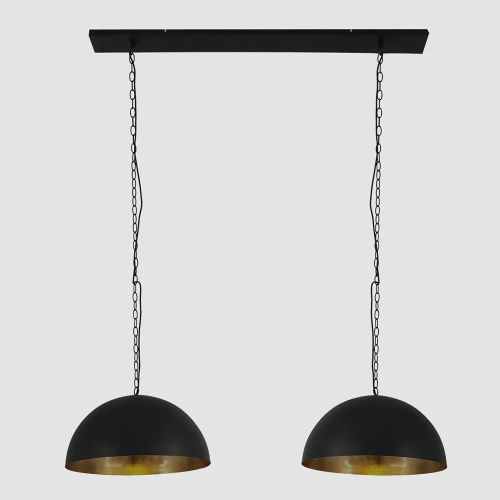 Steinhauer Lange Hängelampe Metall in Schwarz Gold 140 cm E27* Hängelampen|Bürolampen