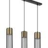 Sigma Lange Hängelampe Schwarz Gold 60 cm Zylinder 3-flammig* Moderne Lampen|Wohnzimmerlampen