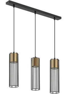 Sigma Lange Hängelampe Schwarz Gold 60 cm Zylinder 3-flammig* Moderne Lampen|Wohnzimmerlampen