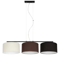 Belis Lange Hängelampe Stoff Ecru Braun Schwarz E27 L:100 cm