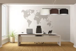 Belis Lange Hängelampe Stoff Ecru Braun Schwarz E27 L:100 cm