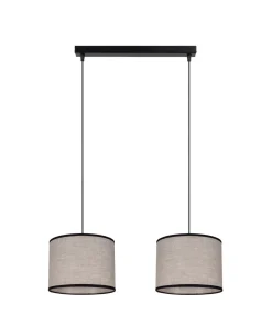 Belis Lange Hängelampe Stoff Schwarz Beige E27 50 cm 2-flmg* Hängelampen|Bürolampen