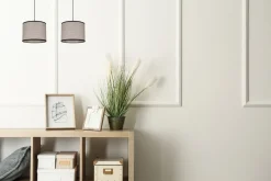 Belis Lange Hängelampe Stoff Schwarz Beige E27 50 cm 2-flmg* Hängelampen|Bürolampen