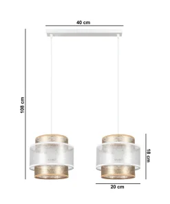 Online Belis Lange Hängeleuchte Stoff Weiß Gold 48 cm E27 blendarm