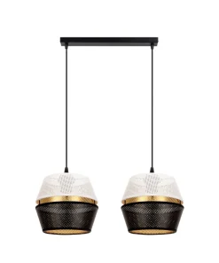 Belis Lange Pendelleuchte 2-flammig Metall Schwarz Weiß Gold* Hängelampen|Bürolampen