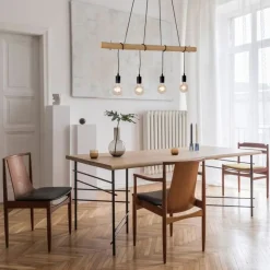 Outlet Just Light Lange Pendelleuchte Holzbalken 100 cm inkl E27 2700 K