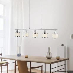 Just Light Lange Pendelleuchte Metall Chrom 5-flammig E14 90 cm* Hängelampen|Bürolampen