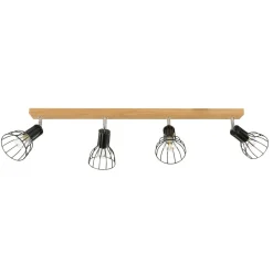 Discount Spot Light Langer Deckenstrahler Holz Metall 4-flmg beweglich