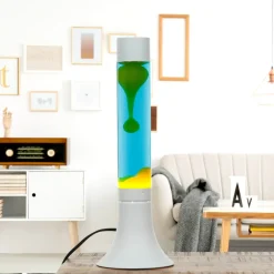 Easylight Lavalampe YVONNE Blau Gelb farbenfroh H:38cm* Retro Lampen|Lavalampen