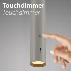 Just Light LED Akku Hängelampe Greige Metall Touch Dimmen 3000 K* Hängelampen|Led Lampen
