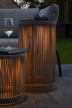 LED Akku Stehlampe Taupe 6h 3000 K IP44 Hocker Tisch* Wegeleuchten|Led Außenleuchten