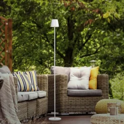 Just Light LED Akku Stehlampe Weiß IP54 125 cm Touch Dimmen 3000 K* Led Lampen|Stehlampen