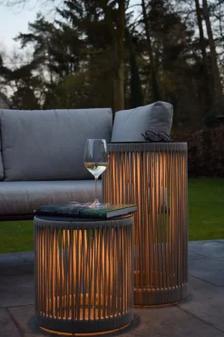 LED Akku Stehleuchte Taupe 3000 K IP44 Hocker Tisch* Wegeleuchten|Led Außenleuchten