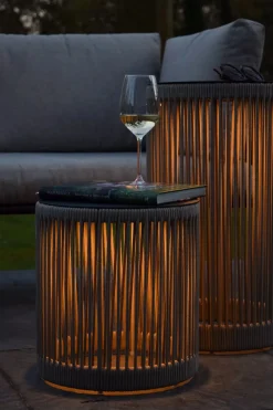 LED Akku Stehleuchte Taupe 3000 K IP44 Hocker Tisch* Wegeleuchten|Led Außenleuchten