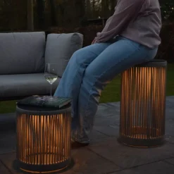 LED Akku Stehleuchte Taupe 3000 K IP44 Hocker Tisch* Wegeleuchten|Led Außenleuchten