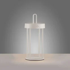 Just Light LED Akku Tischlampe Aluminium dimmbar IP44 28,4 cm Weiß* Led Lampen|Schlafzimmer Lampen