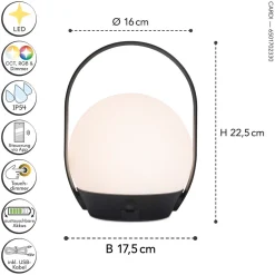 Eco-Light LED Akku Tischlampe Außen Bluetooth RGB 22,3 cm IP54* Led Außenleuchten|Moderne Außenleuchten