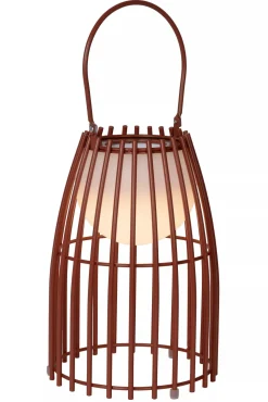 Discount LED Akku Tischlampe dimmbar Rostbraun IP44 40 cm Balkon