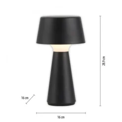 Just Light LED Akku Tischlampe dimmbar Touch IP54 Schwarz 28,9 cm* Schlafzimmer Lampen|Tischlampen