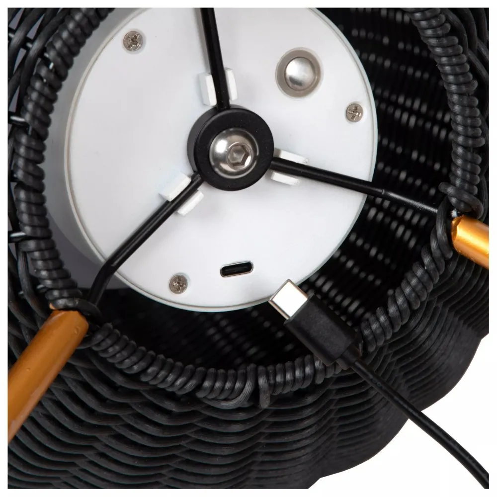 LED Akku Tischlampe dimmbar Schwarz IP44 36 cm Terrasse