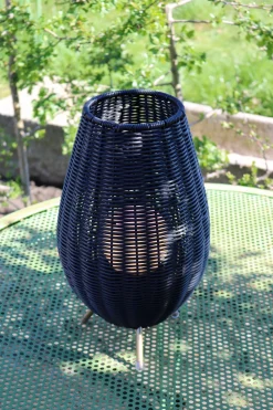 LED Akku Tischlampe dimmbar Schwarz IP44 36 cm Terrasse