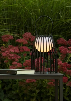 Hot LED Akku Tischlampe dimmbar Schwarz IP44 40 cm Terrasse