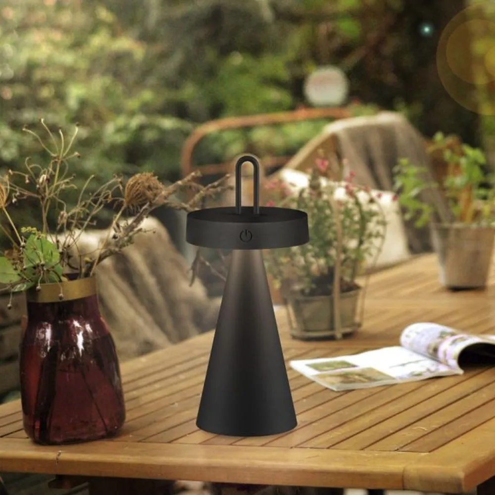 Best Just Light LED Akku Tischlampe Dimmer Touch IP44 28,9 cm Schwarz