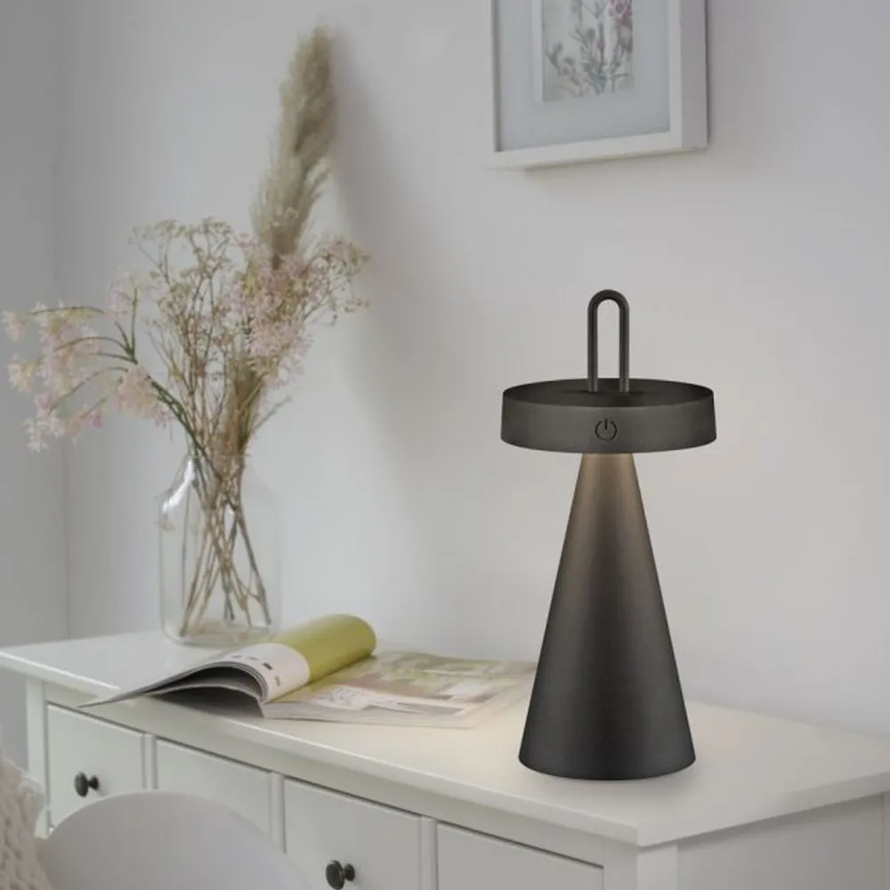 Best Just Light LED Akku Tischlampe Dimmer Touch IP44 28,9 cm Schwarz