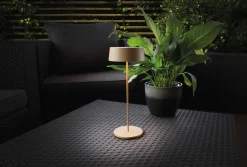 Eco-Light LED Akku Tischlampe Gold Touch Dimmer USB IP54 3000 K* Metall Lampen|Moderne Außenleuchten