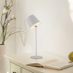 Just Light LED Akku Tischlampe Weiß dimmbar Touch 37 cm 320 lm 2 W* Schlafzimmer Lampen|Metall Lampen