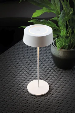 Eco-Light LED Akku Tischlampe Weiß Touch Dimmer USB IP54 3000 K* Metall Lampen|Led Außenleuchten