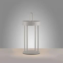 Just Light LED Akku Tischleuchte Aluminium dimmbar IP44 2 W Greige* Led Lampen|Schlafzimmer Lampen