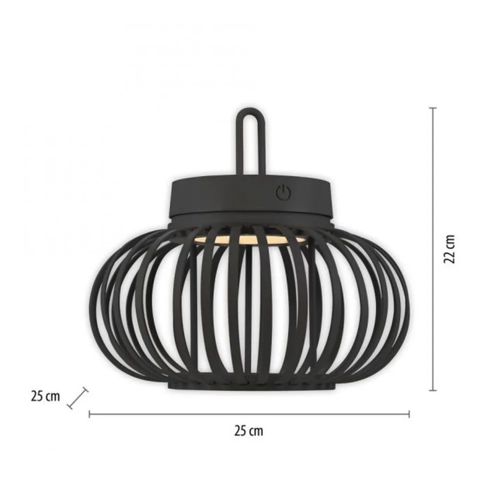 Hot Just Light LED Akku Tischleuchte dimmbar 22 cm IP44 2 W Schwarz