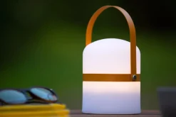 LED Akku Tischleuchte dimmbar Braun IP44 18,5 cm 3000 K