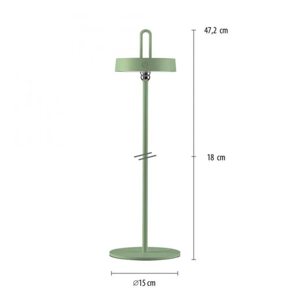 Outlet Just Light LED Akku Tischleuchte Grün Dimmer Touch IP44 47,2 cm