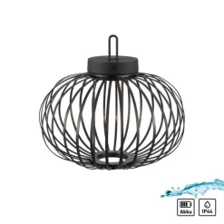 Online Just Light LED Akku Tischleuchte IP44 Schwarz Dimmer Touch 33 cm