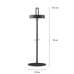 Just Light LED Akku Tischleuchte Schwarz Dimmer Touch IP44 47,2 cm