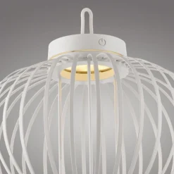 Just Light LED Akku Tischleuchte Weiß Dimmer Touch 33 cm IP44 2 W* Schlafzimmer Lampen|Metall Lampen